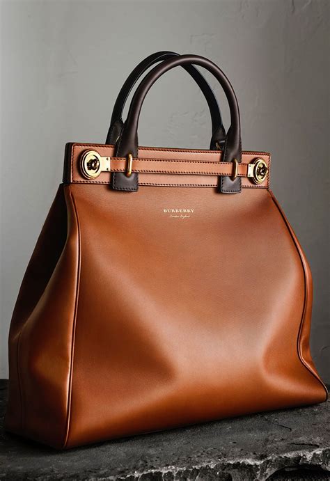 do all burberry leather bags have outside labels|Burberry leather handbags.